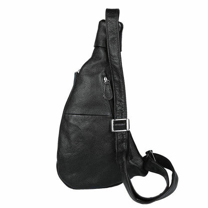 Men's Black Leather Satchel Chest Backpack Book Travel Work Bag Sling Cross Body