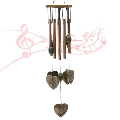 Wind Chimes Metal Hollow Tubes Wooden Pendants Outdoor Heart Sympathy Home Decor