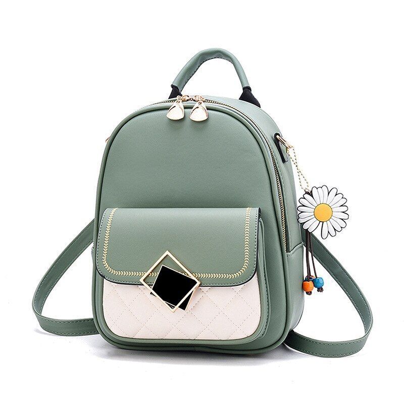 Backpack Women Solid Color Small Synthetic Leather Purse - Thumbnail 4