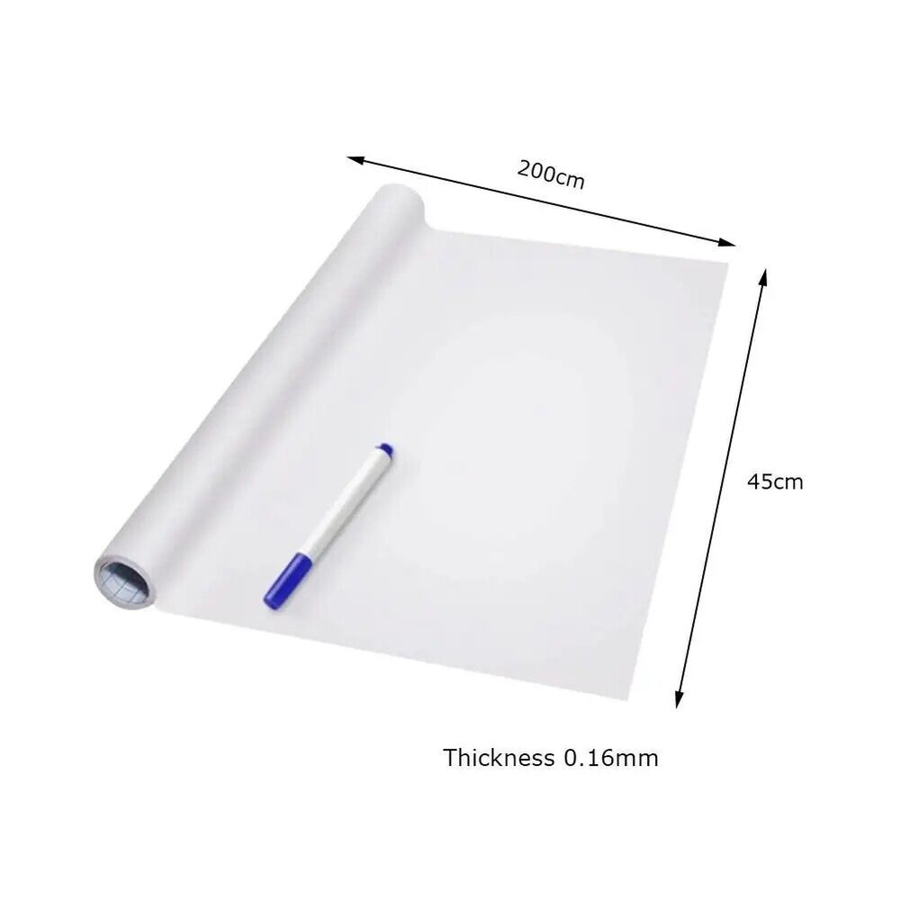 Whiteboard Stickers PVC Waterproof Wallpaper Decor Message Board W/ Pen 45x200cm