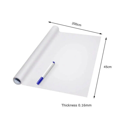 Whiteboard Stickers PVC Waterproof Wallpaper Decor Message Board W/ Pen 45x200cm