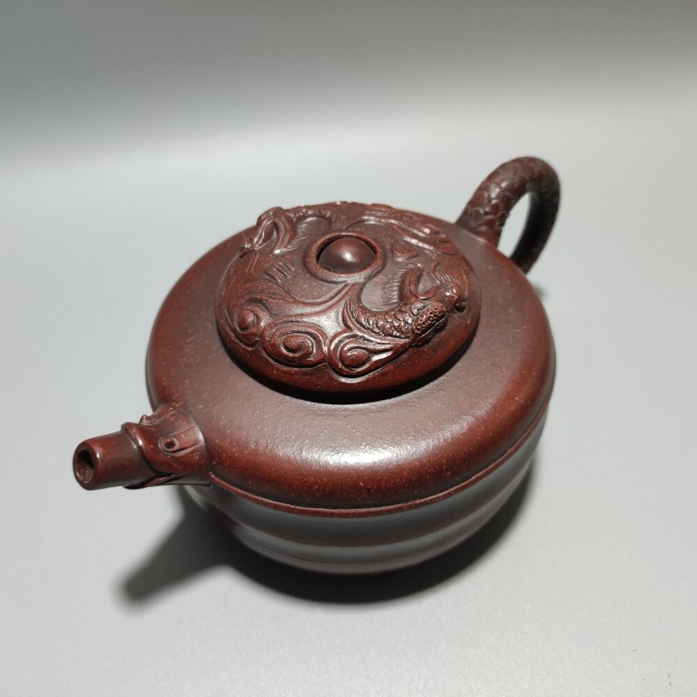 Vintage Chinese Yixing Purple Clay Teapot Zisha Ceremony Carving Collectible Art
