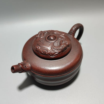 Vintage Chinese Yixing Purple Clay Teapot Zisha Ceremony Carving Collectible Art
