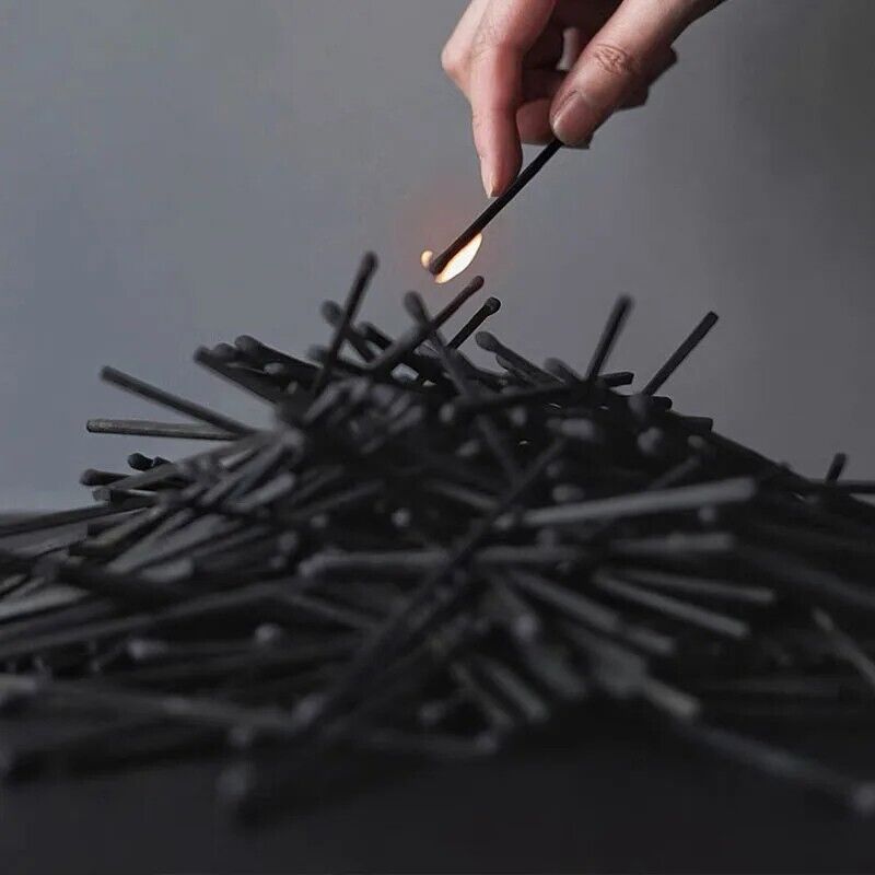 Matches 80Pcs All Black Nostalgia Cool Fragrant Candles Cigar Lighter Tool 100mm