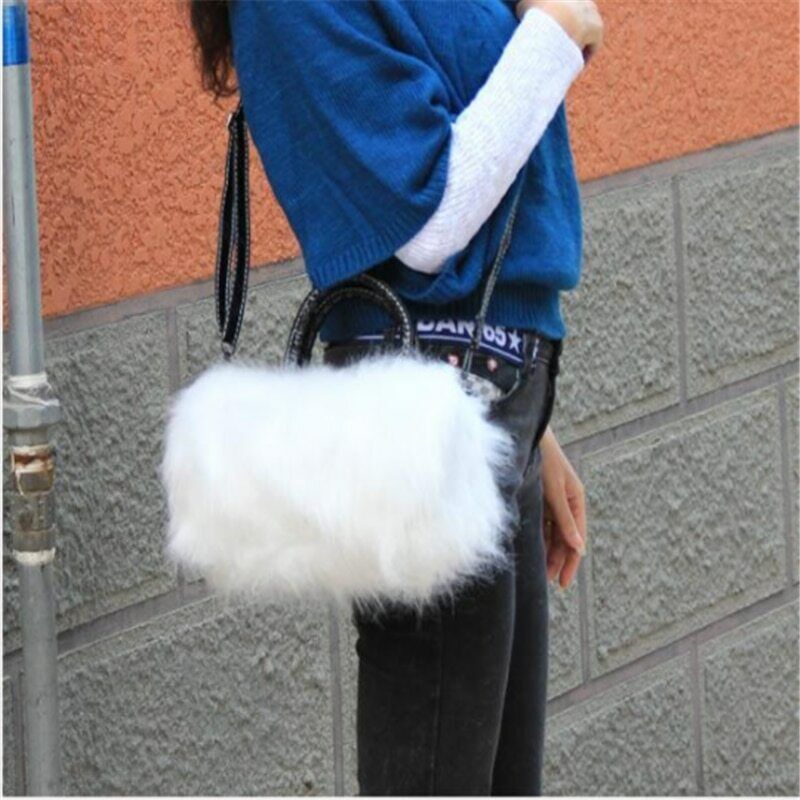 Pretty Cute Faux Rabbit Fur Handbag Shoulder Messenger Bag Fashion Long FurGrass