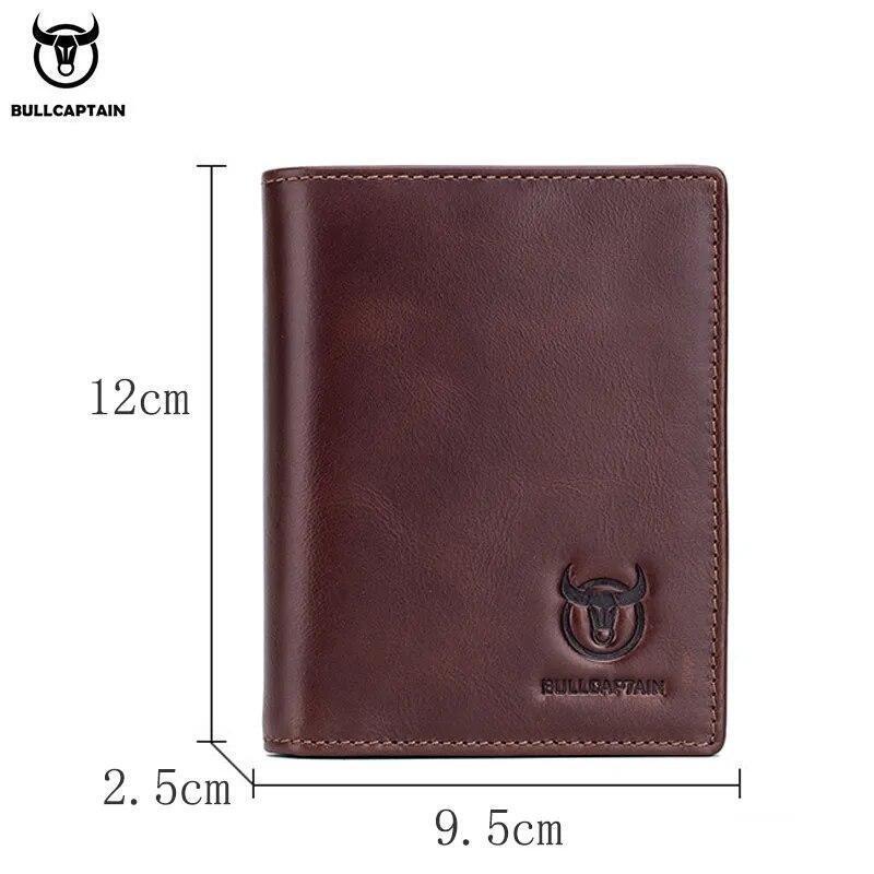 BULLCAPTAIN Mens Wallet Genuine Leather RFID Bifold Large Capacity Card Holder