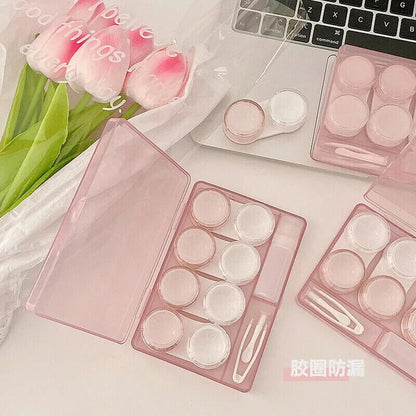 Contact Lens Case 4 Pairs Plastic Storage Boxes Cosmetic Containers 12x8.5x2.2cm