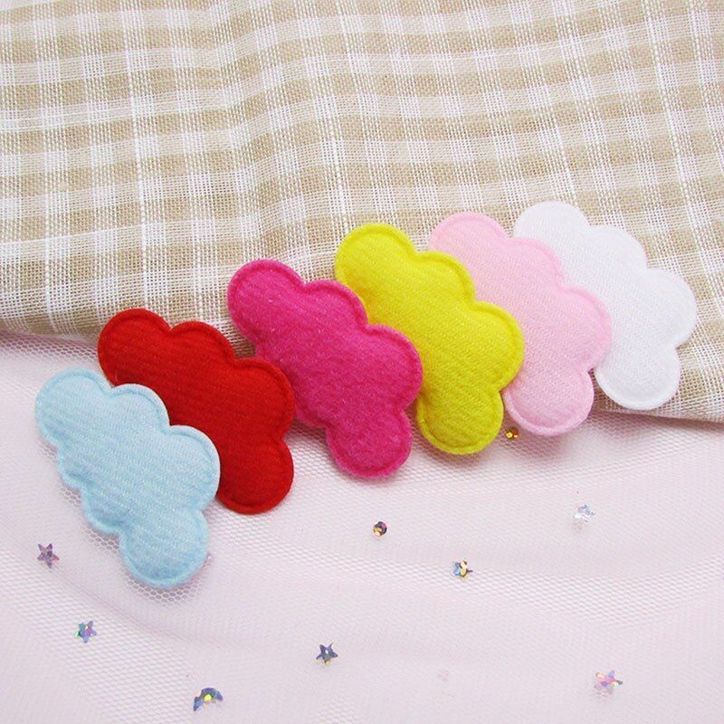 60Pcs/Lot 4.5x2.5cm Felt Cloud Padded Appliques Artificial Crafts Hairclip Patch