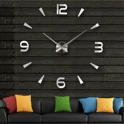 DIY Wall Clocks Acrylic Mirror Large 3D Frameless Home Living Room Decor 37-47In