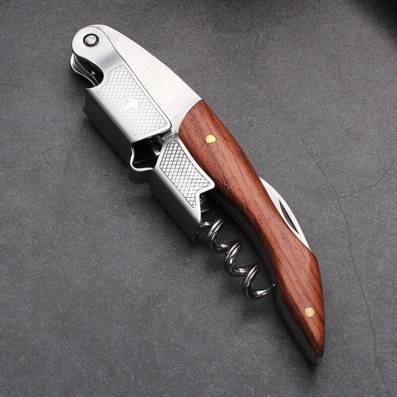 Wood Handle Corkscrew Luxury Bottle Opener Wooden Cutter Wine Tools Metal Steel