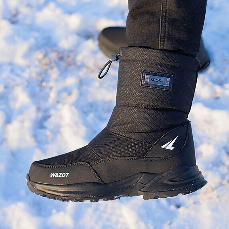 High Boots Man Travel Snow Boots Zipper Non-slip Shoes Men Velvet Shoes Male