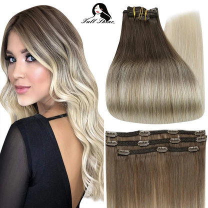 Full Shine 50 Grams 100% Real Clip Remy Human Hair Extensions Full Head Thick