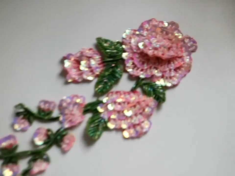 Clothes Sewing Appliques Beaded Sew On Peony Flower Patches Jacket Decor 10x31cm