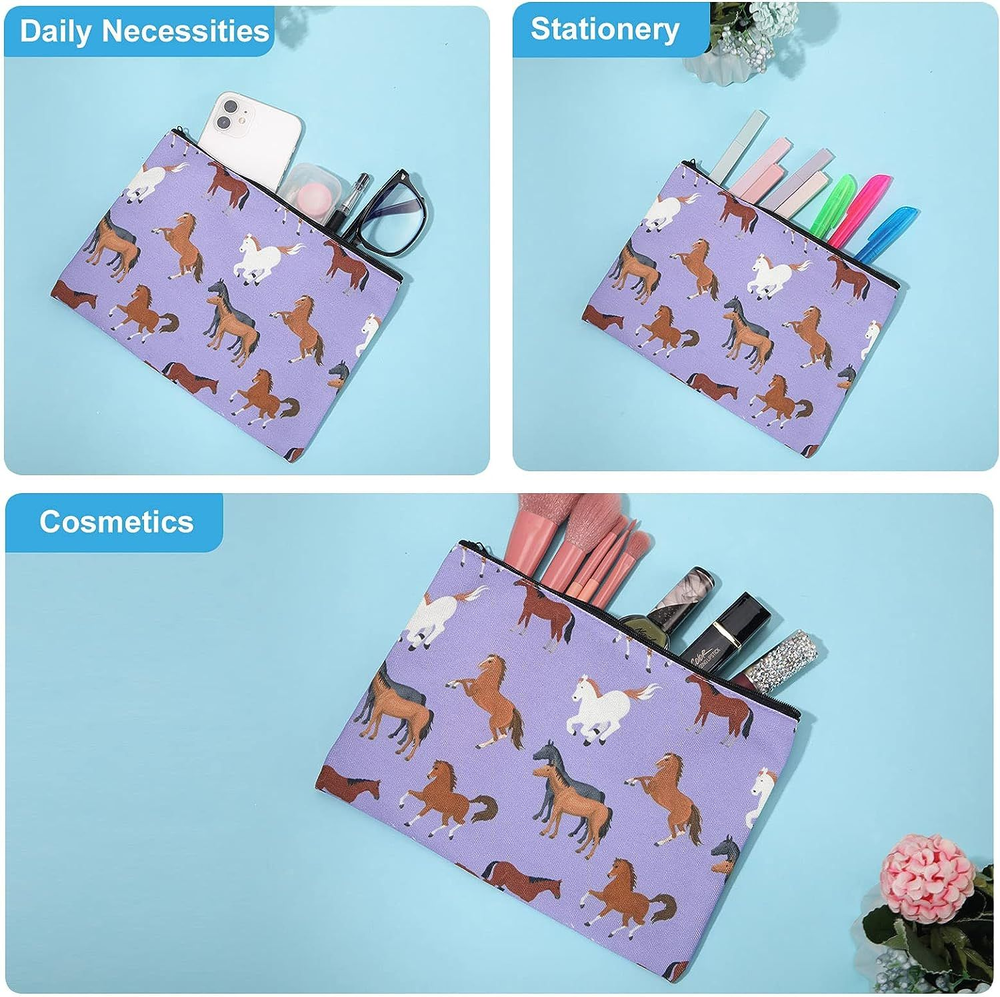 6 Pieces Sloth Makeup Bags Horses Cosmetic Bag for Women Girls Gifts...