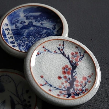 Classic Ceramic Tea Coasters|Ceramic Cup Holders|Tea Ceremony Accessories