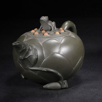 Vintage Chinese Yixing Purple Clay Teapot Zisha Ceremony Fine Frog Lotus Teaware