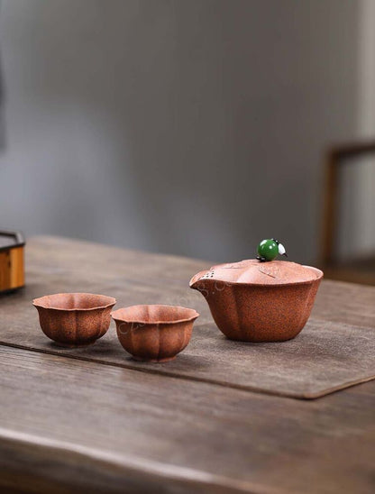 3pcs of set chinese Yixing Handmade Zisha firewood GaiWan tea cup Gongfu tureen