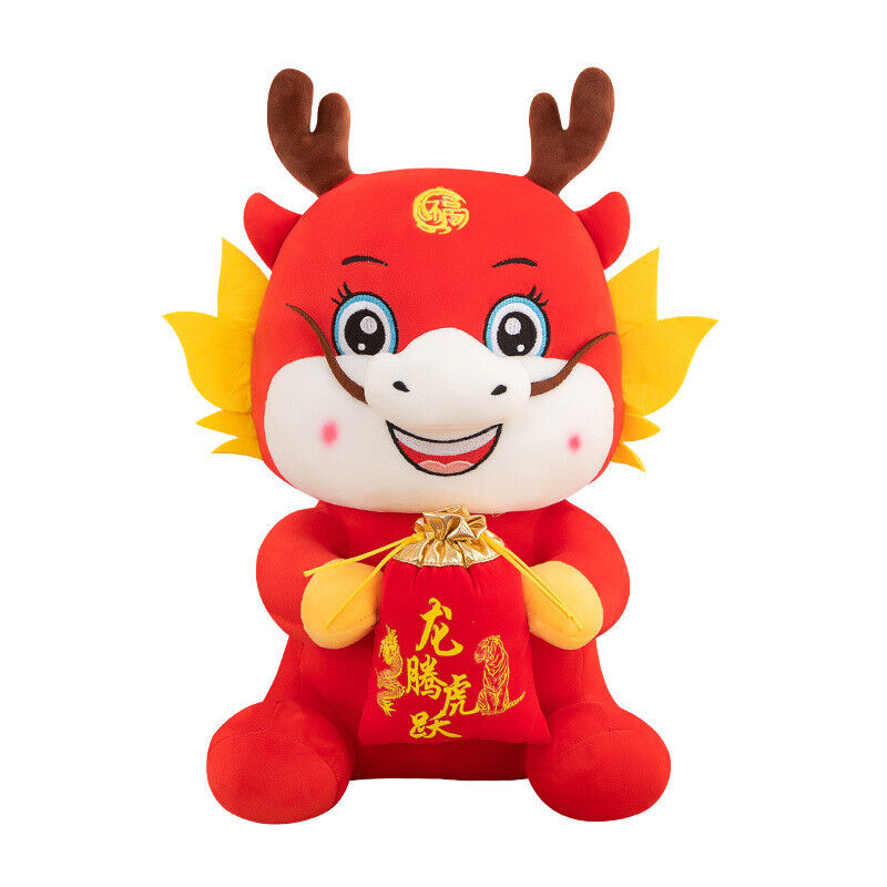 2024 Dragon Year Mascot Plush Toys Cartoon Zodiac Dragon Doll for Celebration