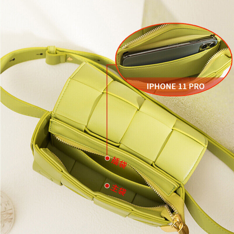 Faux Leather Women's Crossbody Chest Bag Waist Funny Pack Weave Shoulder Bag