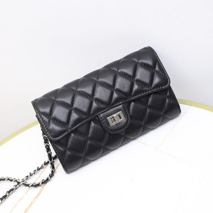 Quilted Lambskin Leather Wallet Chain Purse Phone Clutch Crossbody Shoulder Bag