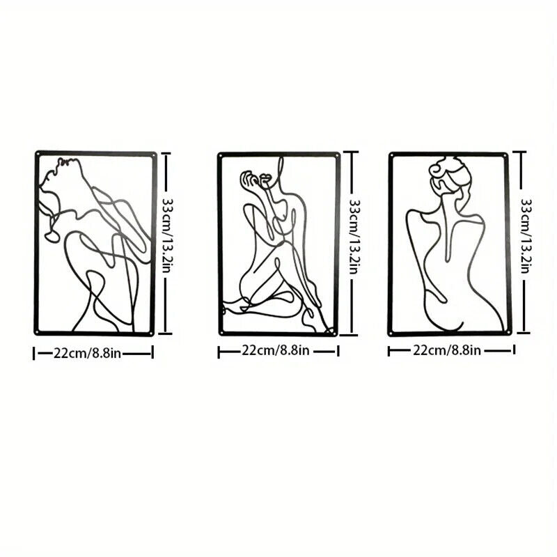 3pcs, Metal Wall Sculptures, Minimalist Abstract Woman Wall Art Line Wall Art