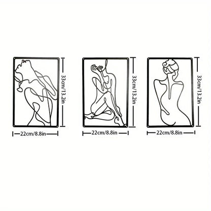 3pcs, Metal Wall Sculptures, Minimalist Abstract Woman Wall Art Line Wall Art