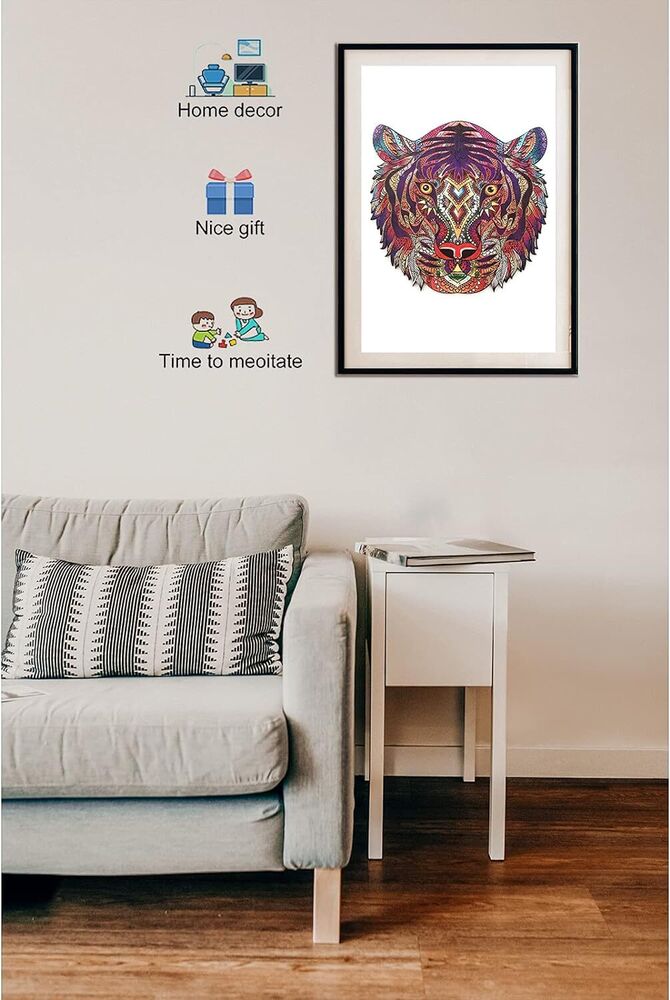 Wooden Jigsaw Tiger Puzzle for Adults Unique Shape Home Office Decoration Gift