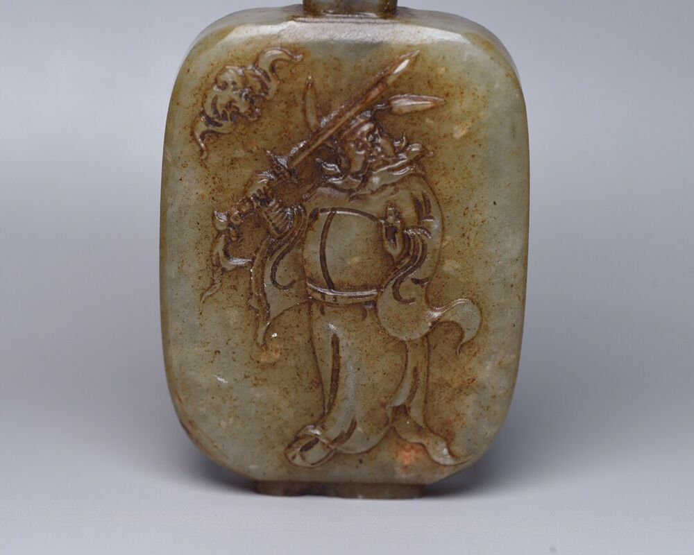 Chinese Natural Hetian Jade Hand Carved Figure Story Figurines Snuff Bottle Rare