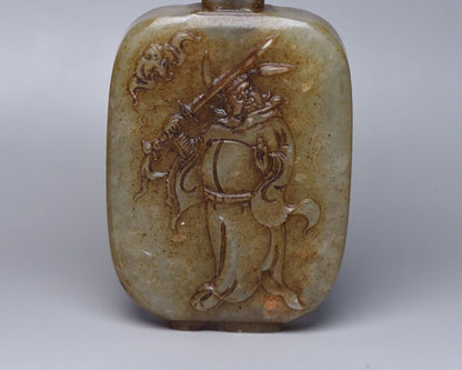 Chinese Natural Hetian Jade Hand Carved Figure Story Figurines Snuff Bottle Rare