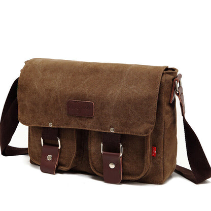 Men Sling Shoulder/Messenger Bag Canvas&Leather 12" Business Casual Daypack