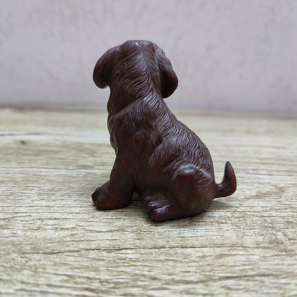 vintage chinese carved wood Faithful dog statue wooden Boxwood pet gift souvenir