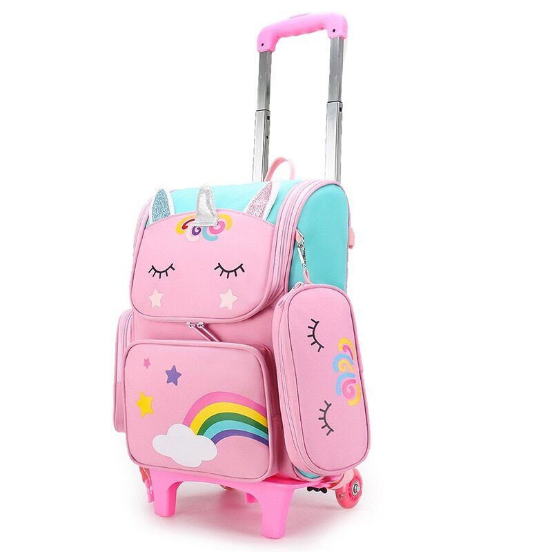 School Bags Backpack girls Trolley Bag Wheels Student Kids Backpack Bag