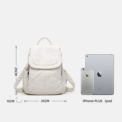 Soft Lambskin Leather Women's Backpack Shoulder School Bag Retro Travel Bags