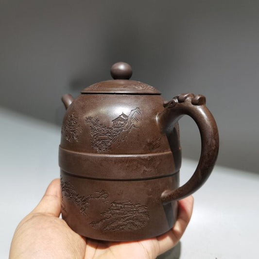 vintage chinese yixing purple clay teapot zisha ceremony figure story teaware