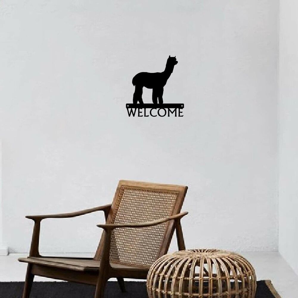 Alpaca Welcome Sign Pretty Artwork Wall Stickers Shape Decoration Pretty Artwork