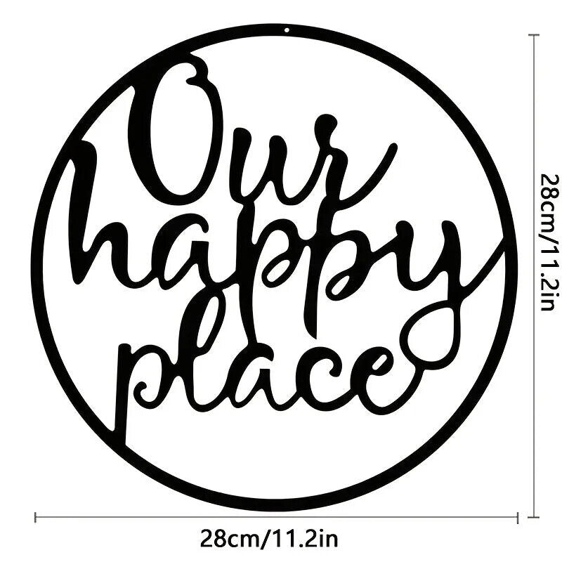 Our Happy Place Metal Wall Sign Metal Wall Hanging Art Outdoor Plaque Wall Decor