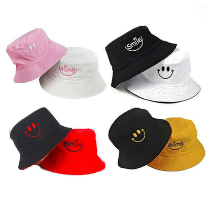 Bucket Hat Korean Men Women Smile Reversible Outdoor Fisherman Cap Nice Gift