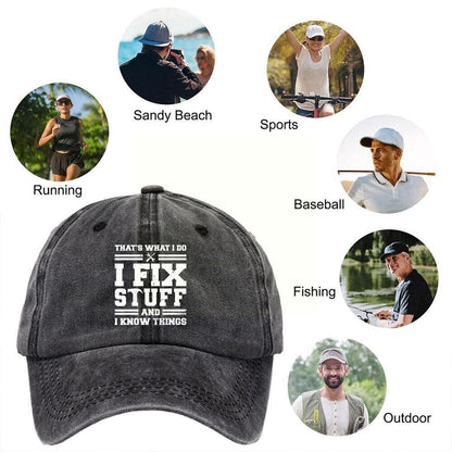 I Fix Stuff and I Know Things Hat for Men Funny,2023 Retro Baseball Caps NEW