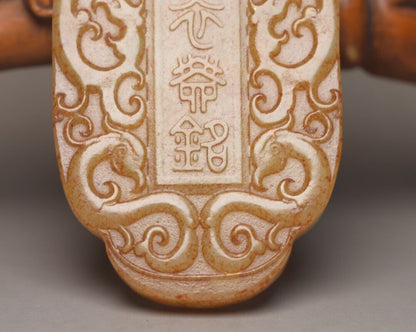 Chinese Old Natural Hetian Jade Carved Exquisite Figurines Pendant Jewelry Rare