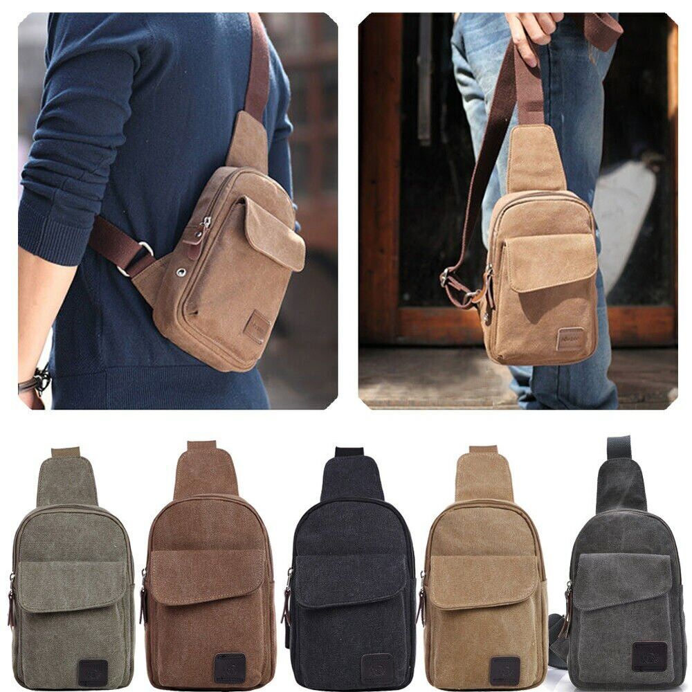 Men's Small Chest Sling Bag Travel Hiking Cross Body Messenger Shoulder Backpack