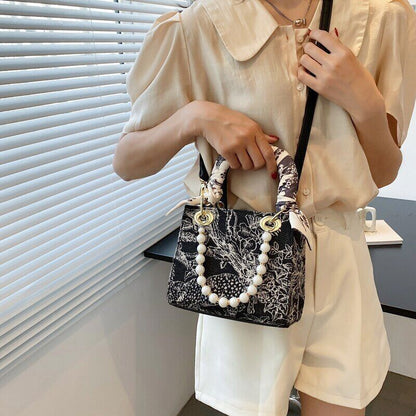 Bag Women Totes Ribbon Handbag Pearl Ladies Shoulder Bag Crossbody Bag Women