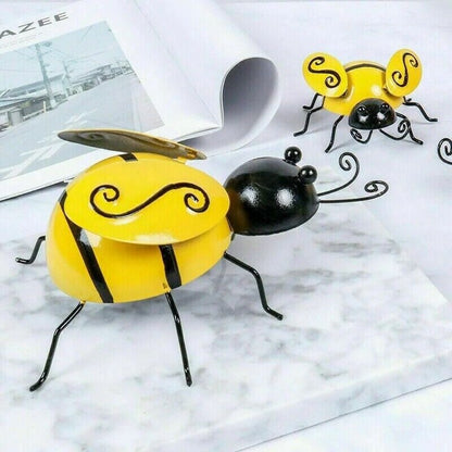 Bumble Bee Wall Ornament 4Pcs Metal Decorative Art Backyard Garden Accents