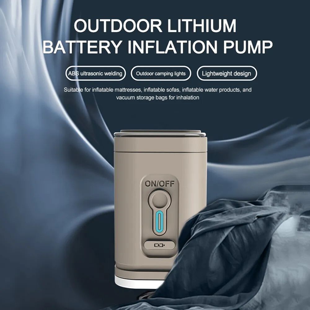 Wireless Inflator Pump Camping Light Electric Pump 100lm 4000pa Usb Rechargeable