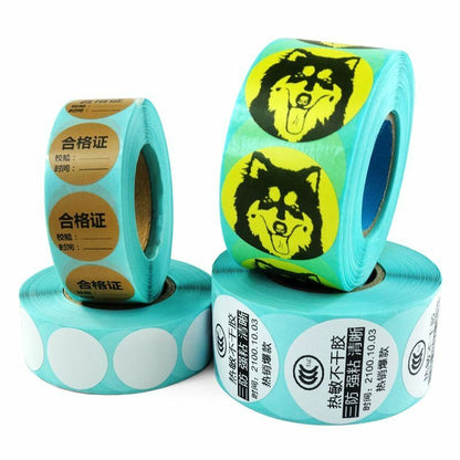 Direct Thermal Labels Roll White Round Stickers Packing Seal Adhesive Top Coated