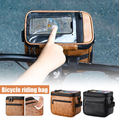 Waterproof PU Leather Bicycle Handlebar Touch Screen Bag Insulated Coolers Box