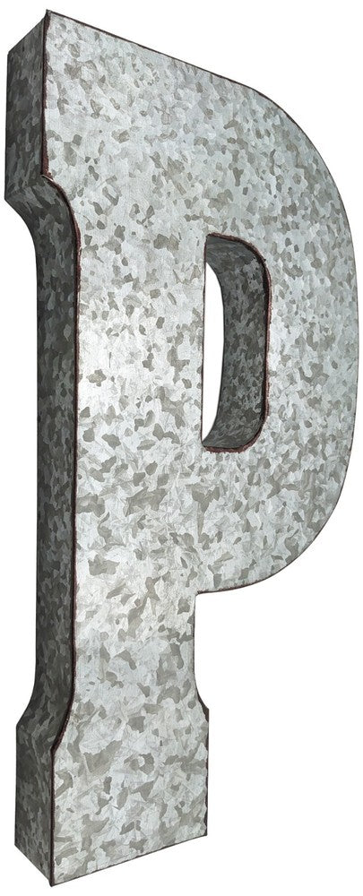 Huge 20" Metal Letter Hanging Wall Décor, Galvanized Metal with Rusted Edges