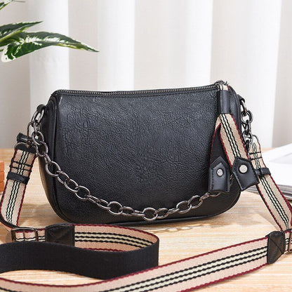 Vintage Zipper Little Bag Hard Synthetic Leather Chain Ladies Shoulder Bag Shell