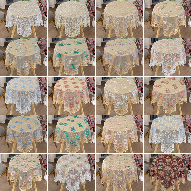 Lace Floral Embroidered Tablecloth European Style Tea Table Dust-Proof Covers