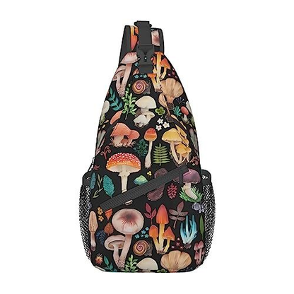KAWOEEW Mushroom Sling Bag,Mushroom Gifts Crossbody Bag One Size,