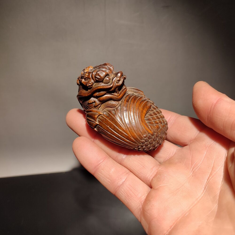 christmas ornaments Wooden handle piece miniature item bag ornament dragon fish